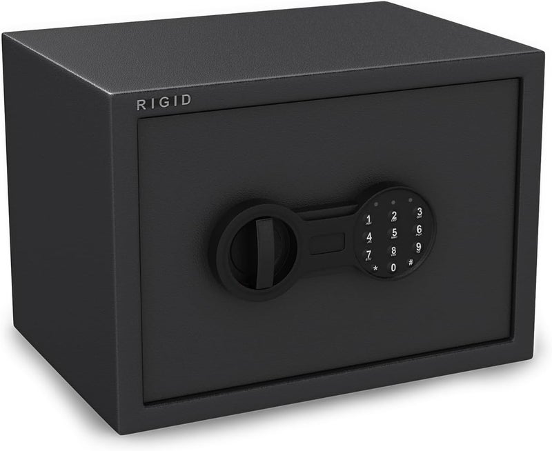 RIGID Safe Box for Home - Digital Keypad Safe Locker, Steel Anti-Theft Security Safe for Money, Jewelry & Documents, Small Fireproof Locker Box - Image 1